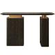 Walnut Veneer Black Console Table With Marble Top Living Room Furniture