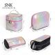 PU Leather Travel Holographic Cosmetic Bag Round Cylinder Bucket