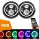 2017 Newest RGB bluetooth control 7 inch led headlight with halo angle eye for jeep