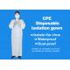 White Disposable Medical Surgical CPE Hospital Isolation Gown