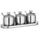 Kitchen Stainless Steel Cookwares Sugar Bowl With Clear Lid 3 Serving Spoons
