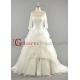 2013 A-line Off-the-shoulder Train Lace Beaded Organza Ivory Bridal dresses BDGD1007