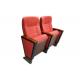 Red Aluminum Conference Room Chair Wood Armrest Padded With Fabric
