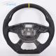 Yellow Stripe Ford Carbon Fiber Steering Wheel Black Leather 350mm