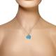925 Sterling Silver  Blue Simulated Opal Greek Key Meander Meandros Spiral Round Pendant Necklace