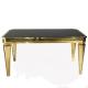 Gold SS leg Black Tempered Glass Top Dining Table For Wedding