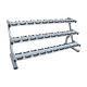 Steel Double Barbell Three Tier Dumbbell Rack For 15 Pairs