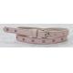 Pink Round Tip Kids Fashion Belts With Punching Shiny PU Flowers 1.5cm Width