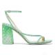 Super Hot Gradient Star Crystal High Heels For Women With Thin Straps And Chunky