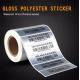 Blank Barcode Glossy Polyester Adhesive Silver PET Labels Sticker