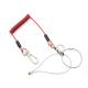 Clear Red Cable Wire Coil Lanyard Strap Transparent Red With Loop / Swivels
