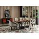 French Luxury Furniture Dining room Tables in glossy painting Ebony wood with Leather Upholstered Chairs and Buffet