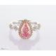 2.31ct Pear Cut Fancy Pink Lab Grown Diamond Halo Ring IGI Certified For Women Wedding