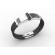 Top Quality Europe Fashion Stainless Steel Genuine Leather Silicone Bangle Bracelet ADB14