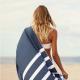 blue Rectangle Stripe Microfiber Beach Towel Sand Free for travel 28x56