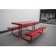 Perforated Steel Outdoor Picnic Table With Benches Surface Mounted Free Standing