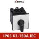 1-0-2 3 Position Changeover Cam Switch Waterproof IP65 150A 230-440V