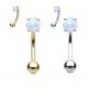 25mm Length 18k Gold Nose Stud , OEM Nose Ring Piercing With White Fir Opal