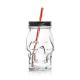 Popular products 17oz custom made glass skulls shaped 510ml mason jar with llid and straw