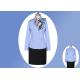 Blue Color Simple Office Work Uniforms Durable Anti - Wrinkle With Long Sleeve