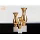 Glossy Gold Fiberglass Decorative Planters Trumpet Shape