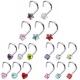 Prong Set Zircon Nose Screw Rings Piercing Nose Studs Body Jewelry 20g Star&Heart&Square