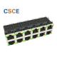 FCC CE Stacked 2x6 RJ45 Ethernet Connector / Metal Shielded Dual Deck Connector