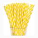 Recyclable 8mm Paper Straws , Yellow And White Striped Straws For Cold Drink