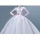 Custom White Ladies Bridal Gown With Sleeves Deep V Neck Buttons Back Style