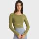 Sports Yoga Long Sleeve Shirts Breathable Short Crop Tops With Pad