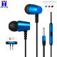 Round Cable Metal Wired Earphones 10mw Noise Cancelling Earbuds For Iphone