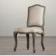 Rental wholesale wood frame chair linen fabric wooden carved chair event dining chair with upholstered