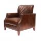 High Density Foam Classic Brown Cigar Antique Leather Armchairs