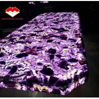 Semi Precious Stone Marble Furniture Amethyst Slab For Sink Basin