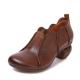 S023 Casual original single shoes leather round head thick heel handmade small leather shoes women