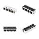 2250083-1 1x4 Port RJ45 Magnetic Connectors 10G Base-T Tab Up With GO/GO Lightpipe