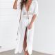 Wholesale Solid Color White Deep V Neck Half Sleeve Beach Cover Up Sexy Maxi