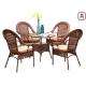 4 Seater Outdoor Restaurant Tables With Rattan Metal Frame D80* H72 Cm