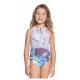 Little Girls Zipped Purple Print One-piece Swimsuit - Santa Catalinita