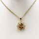 18k Yellow Gold Plated 925 Silver 8mm Round Champagne Citrine CZ Flower Style Pendant Necklace (P09)