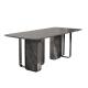 Matte Rectangle Metal Dining Table Champagne Gold Marble Dining Room Table