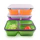 3 Compartment Lunch Containers 350mL 650mL Silicone Foldable Lunch Box