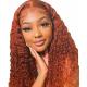 Highlight Orange Ginger Colored HD Lace Front Wig 13x4 Lace Size Peruvian Kinky Curly