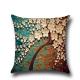 Oil Painting Tree Throw Pillow Covers 18x18 Inch, Faux Linen Decorative Cushion Cases for Couch and Sofa