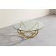 12mm tempere glass SS Coffee table with mirror gold stainless steel leg for living room furniture