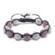 Shamballa Bracelet, Fuchsia & Clear Crystal Pave Alloy Beads