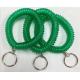 Cheap plastic flexible transparent green spiral round wrist coil w/key ring high quality