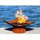 Corten Steel Modern Fire Bowls Outdoor , Large Metal Fire Pit 50cm Height