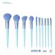 Blue 10pcs Aluminum Ferrule Travel Makeup Brush Set