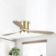 Indoor Modern Brass Wood 52'' Ceiling LED Fan Lights Bedroom Living Room